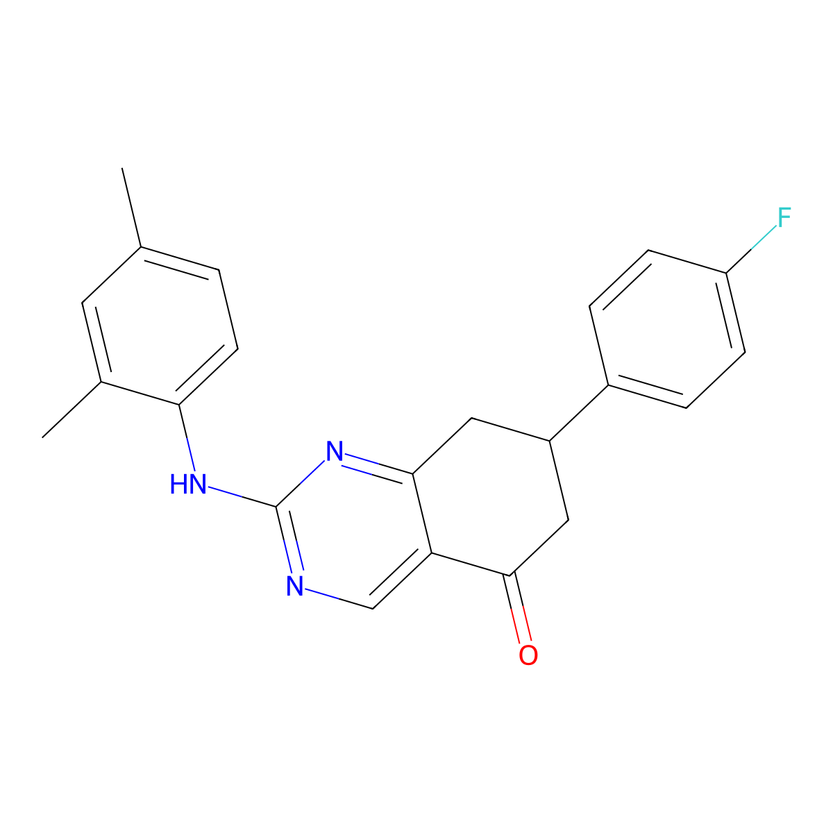 2-[(2,4-dimethylphenyl)amino]-7-(4-fluorophenyl)-7,8-dihydroquinazolin-5(6H)-one molecular structure, CAS 713094-70-3