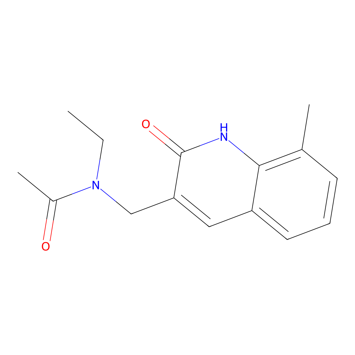 N-ethyl-N-[(8-methyl-2-oxo-1H-quinolin-3-yl)methyl]acetamide molecular structure, CAS 713095-21-7