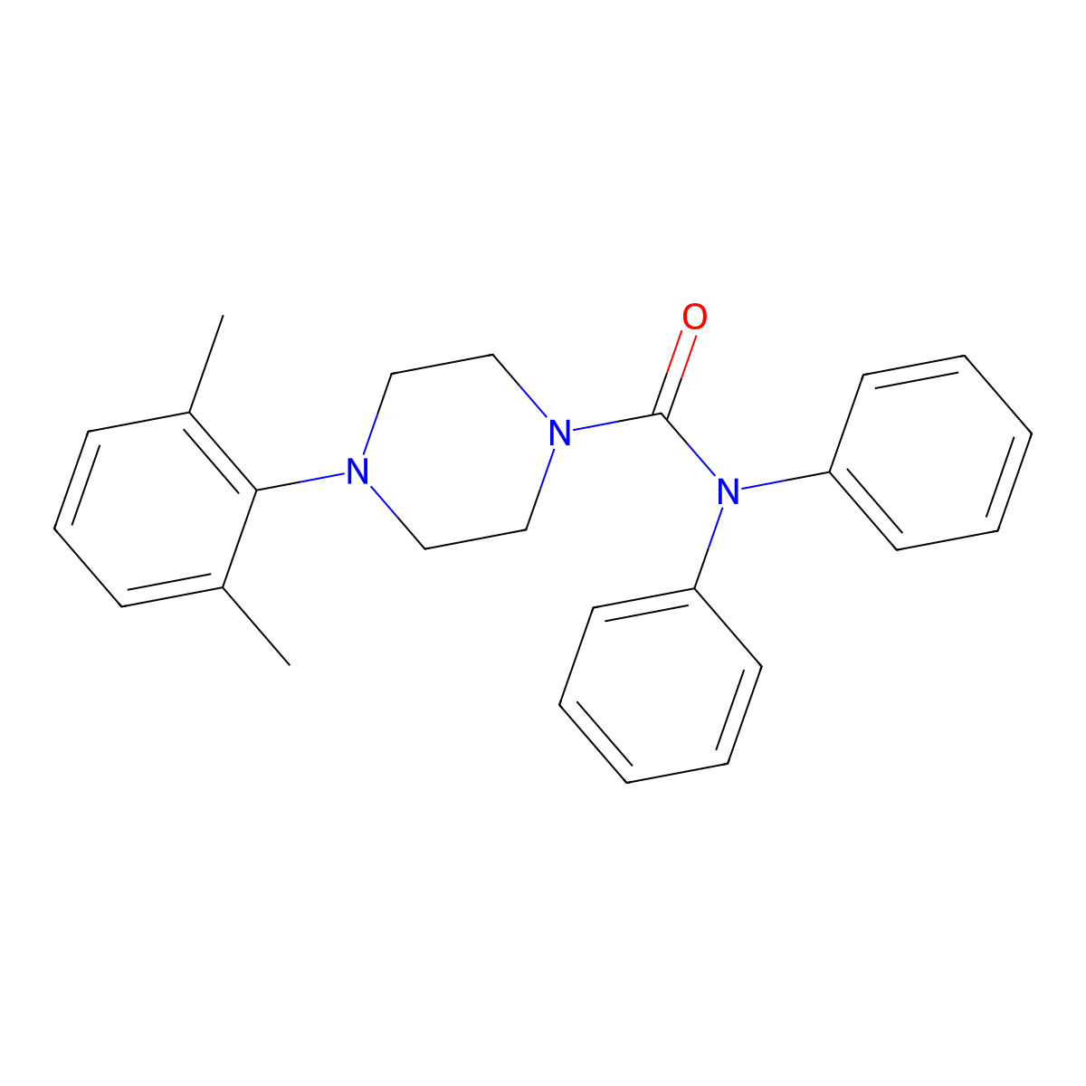 4-(2,6-dimethylphenyl)-N,N-diphenylpiperazine-1-carboxamide molecular structure, CAS 713095-52-4