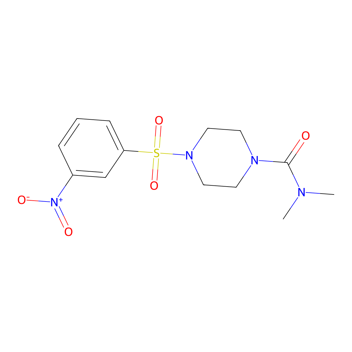 N,N-dimethyl-4-(3-nitrobenzenesulfonyl)piperazine-1-carboxamide molecular structure, CAS 713095-53-5