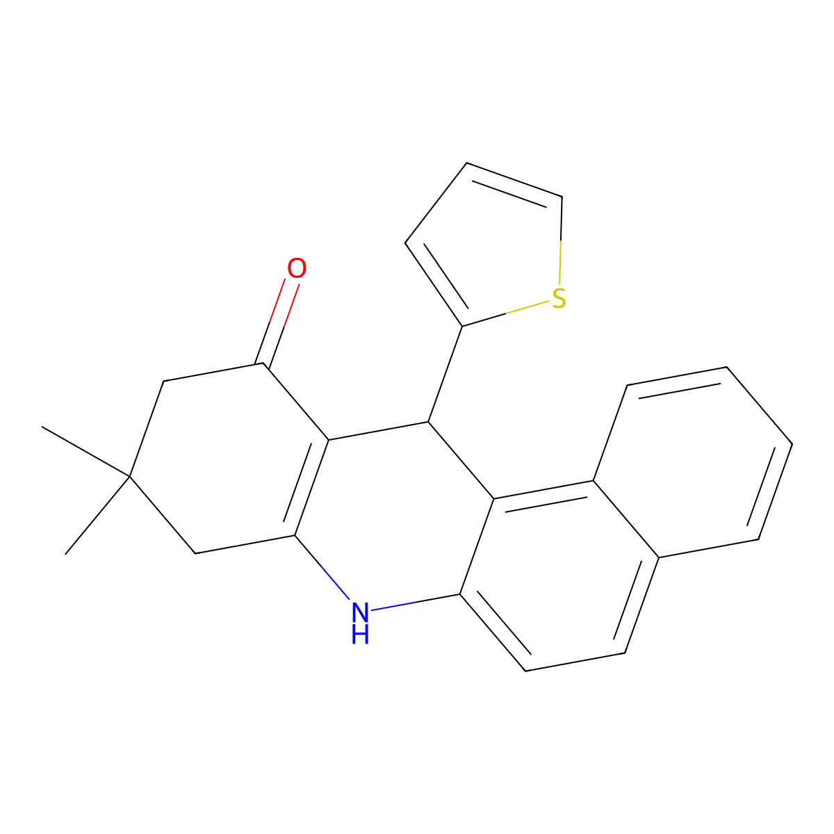 9,9-Dimethyl-12-thiophen-2-yl-7,8,10,12-tetrahydrobenzo[a]acridin-11-one molecular structure, CAS 713095-56-8