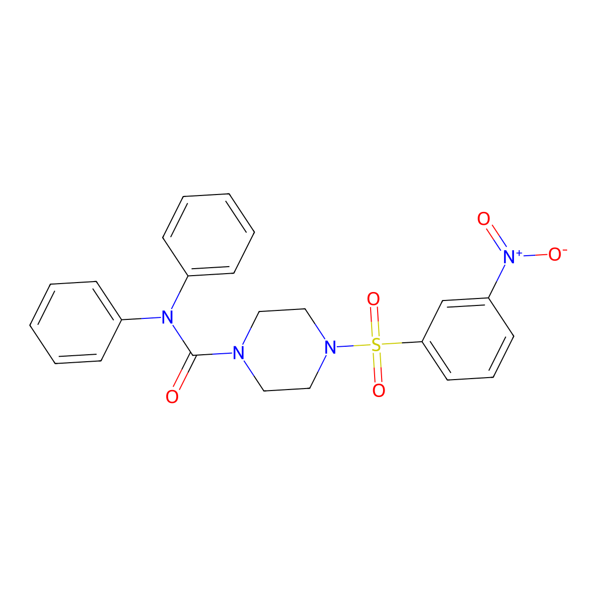4-(3-nitrobenzenesulfonyl)-N,N-diphenylpiperazine-1-carboxamide molecular structure, CAS 713095-64-8