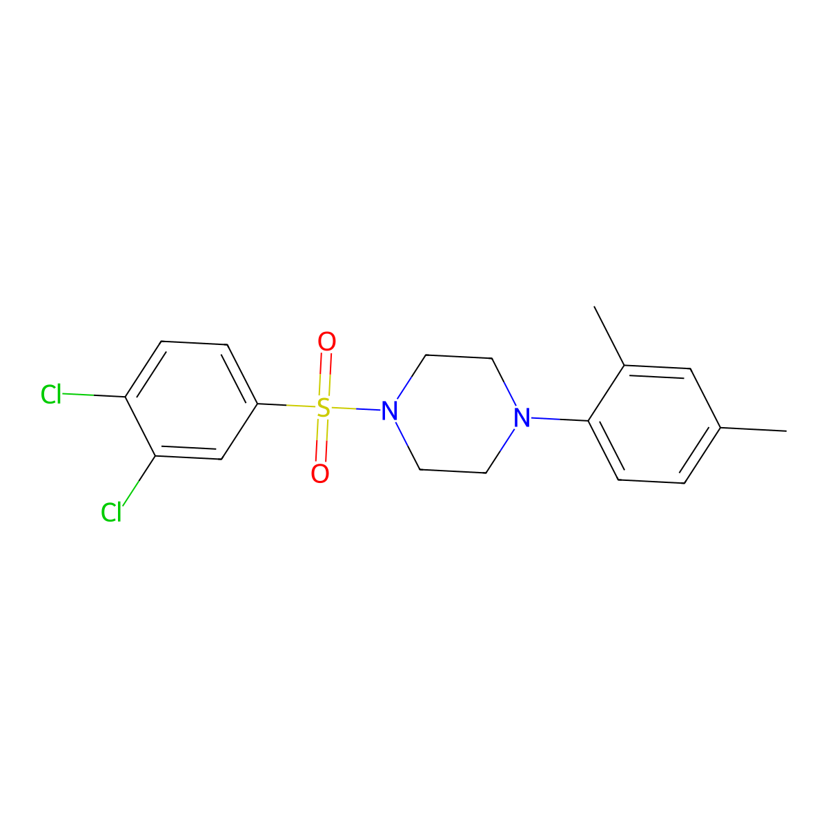 1-(3,4-Dichlorophenyl)sulfonyl-4-(2,4-dimethylphenyl)piperazine molecular structure, CAS 713095-67-1