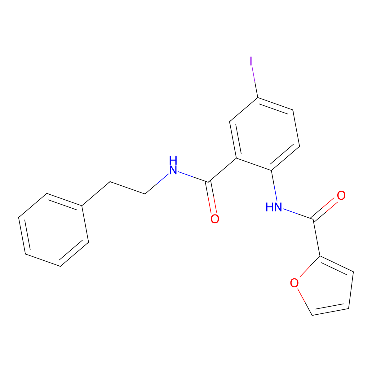 N-(4-iodo-2-{[(2-phenylethyl)amino]carbonyl}phenyl)-2-furamide molecular structure, CAS 713095-74-0