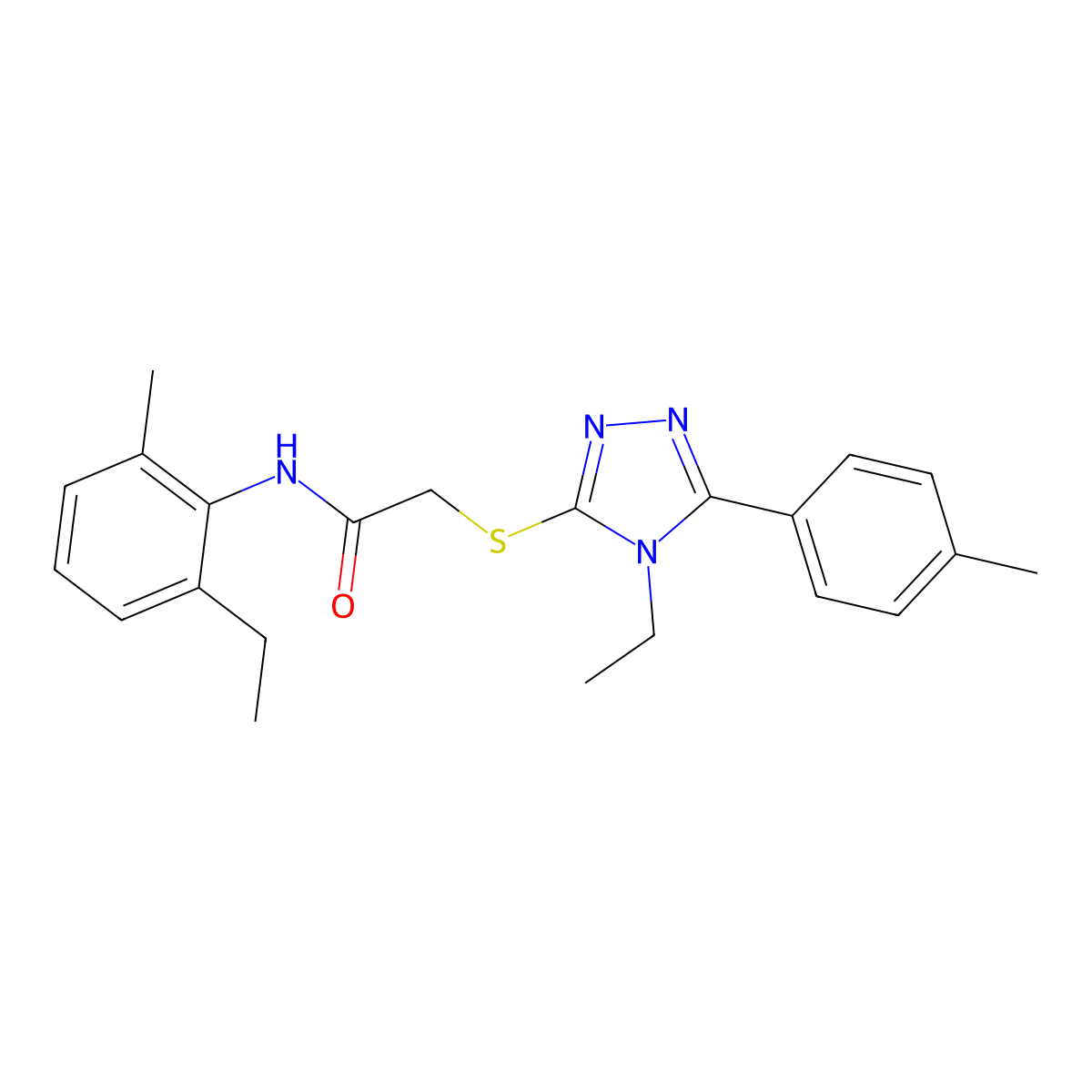 N-(2-ethyl-6-methylphenyl)-2-[[4-ethyl-5-(4-methylphenyl)-1,2,4-triazol-3-yl]sulfanyl]acetamide molecular structure, CAS 713095-77-3