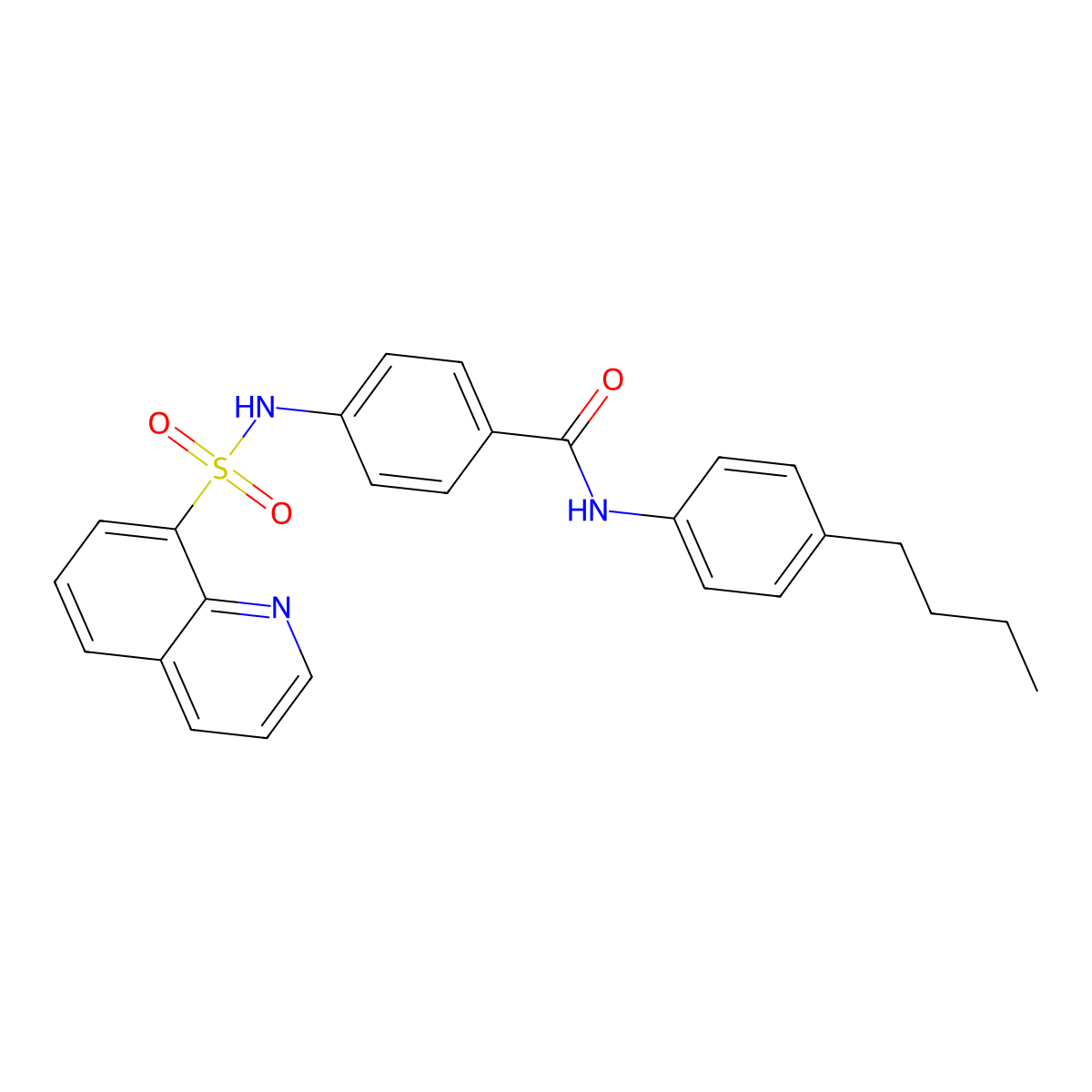 N-(4-butylphenyl)-4-(quinolin-8-ylsulfonylamino)benzamide molecular structure, CAS 713095-79-5
