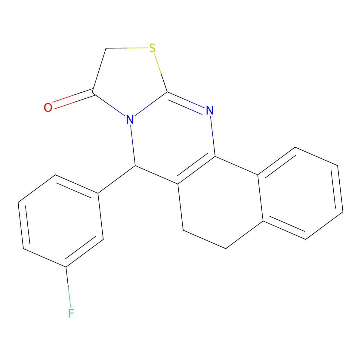 7-(3-fluorophenyl)-7,10-dihydro-5H-benzo[h]thiazolo[2,3-b]quinazolin-9(6H)-one molecular structure, CAS 713095-86-4