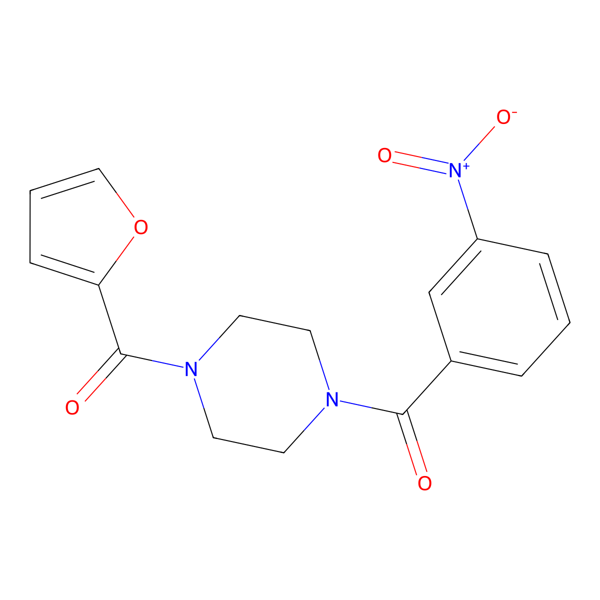 1-(Furan-2-carbonyl)-4-(3-nitrobenzoyl)piperazine molecular structure, CAS 713095-97-7