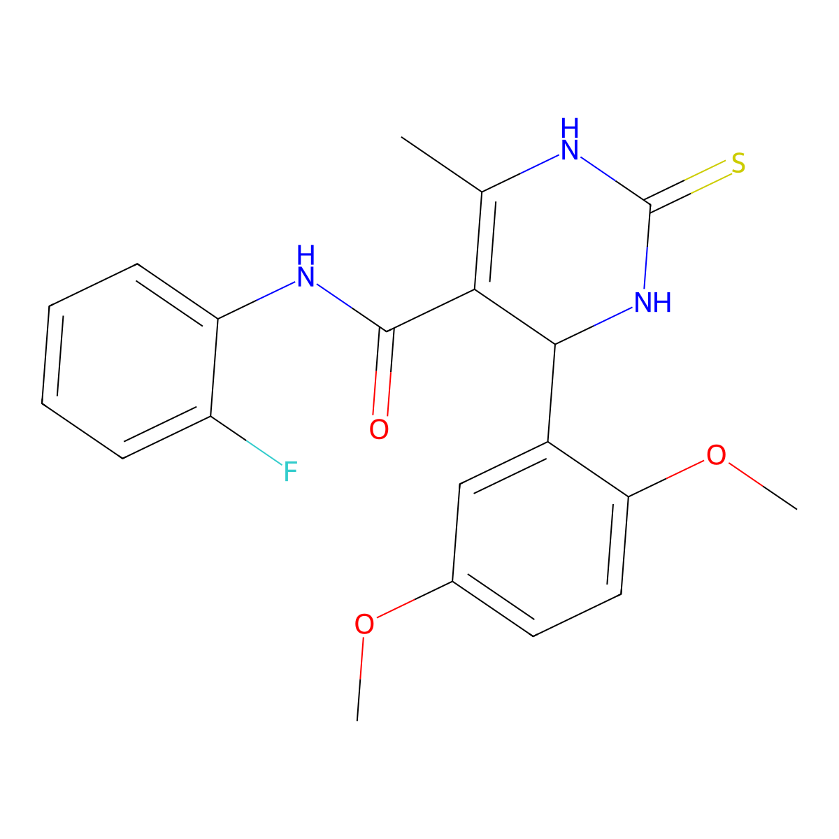 4-(2,5-dimethoxyphenyl)-N-(2-fluorophenyl)-6-methyl-2-sulfanylidene-1,2,3,4-tetrahydropyrimidine-5-carboxamide molecular structure, CAS 713096-25-4