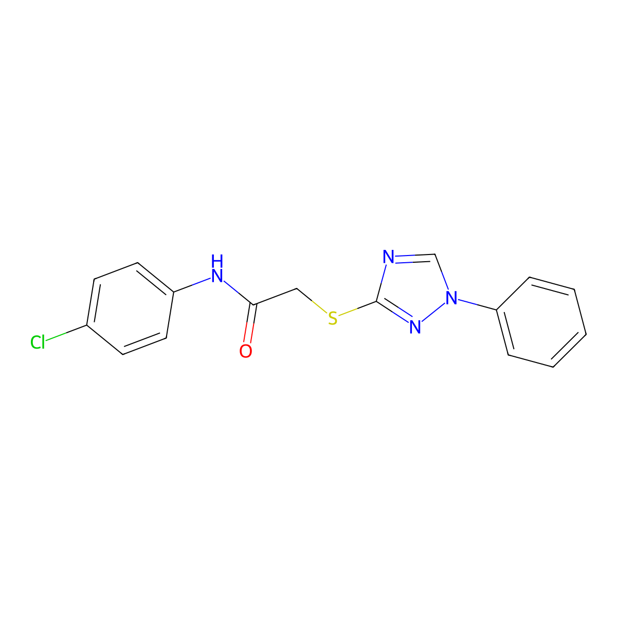 N-(4-chlorophenyl)-2-[(1-phenyl-1,2,4-triazol-3-yl)sulfanyl]acetamide molecular structure, CAS 713096-28-7