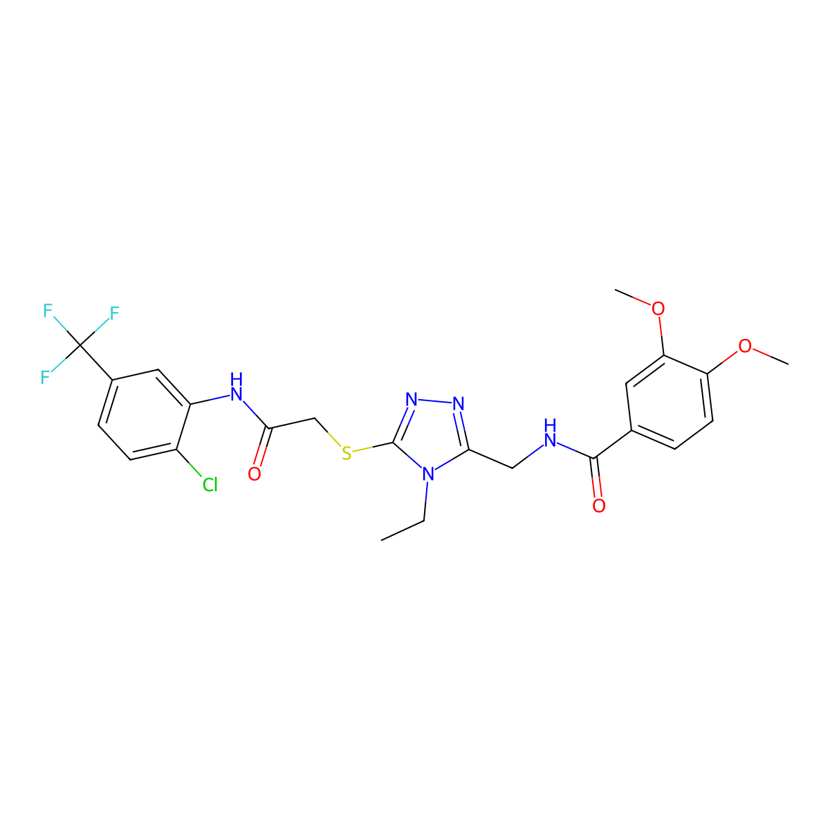 N-[[5-[2-[2-chloro-5-(trifluoromethyl)anilino]-2-oxoethyl]sulfanyl-4-ethyl-1,2,4-triazol-3-yl]methyl]-3,4-dimethoxybenzamide molecular structure, CAS 713096-56-1