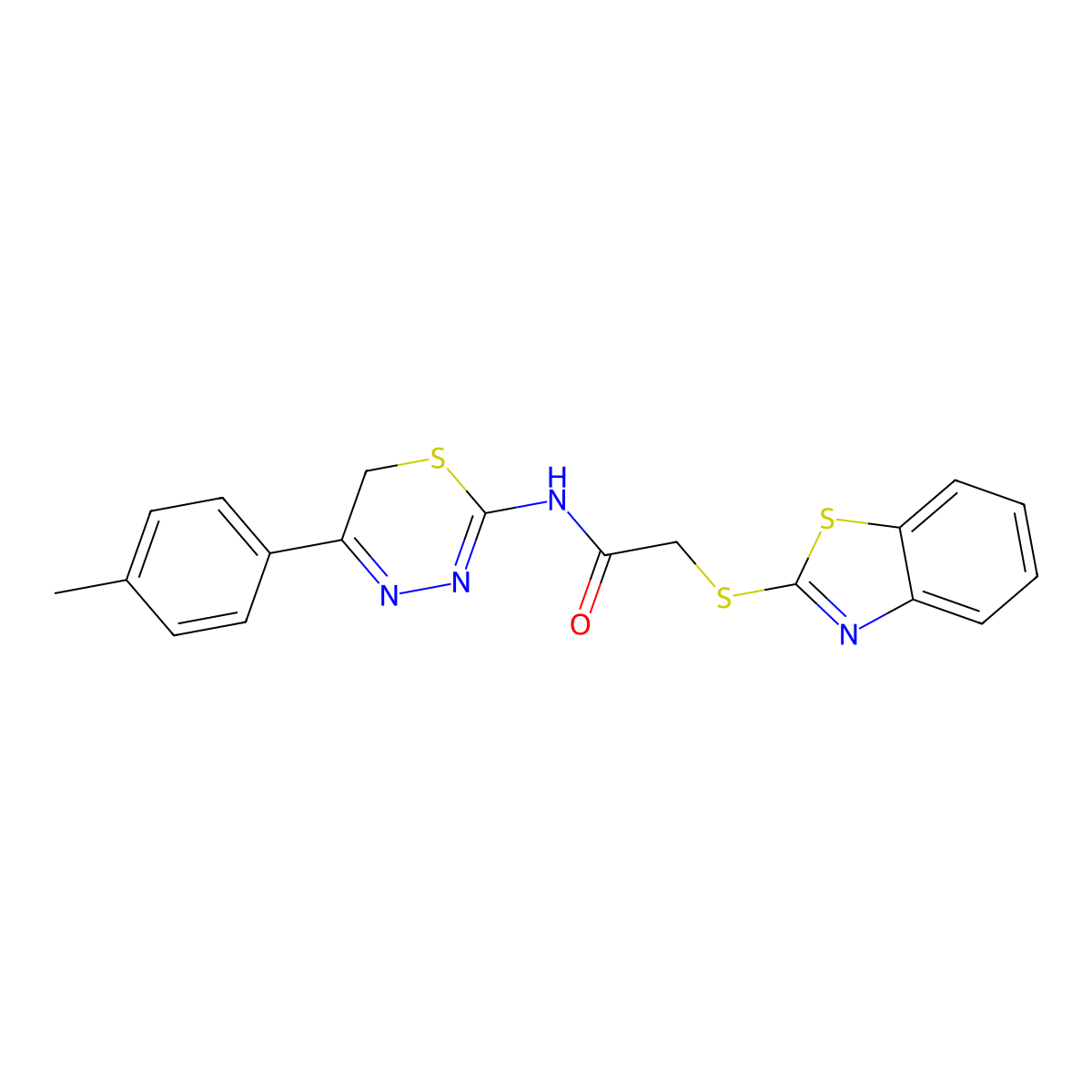 2-(1,3-benzothiazol-2-ylsulfanyl)-N-[5-(4-methylphenyl)-6H-1,3,4-thiadiazin-2-yl]acetamide molecular structure, CAS 713096-63-0