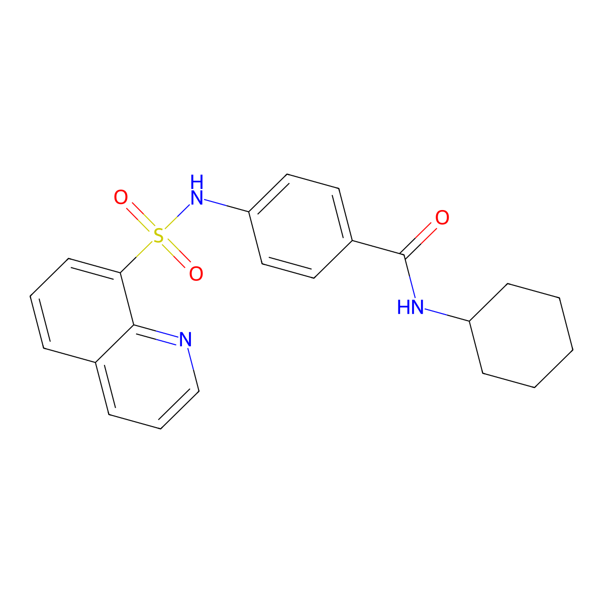 N-cyclohexyl-4-(quinolin-8-ylsulfonylamino)benzamide molecular structure, CAS 713096-71-0