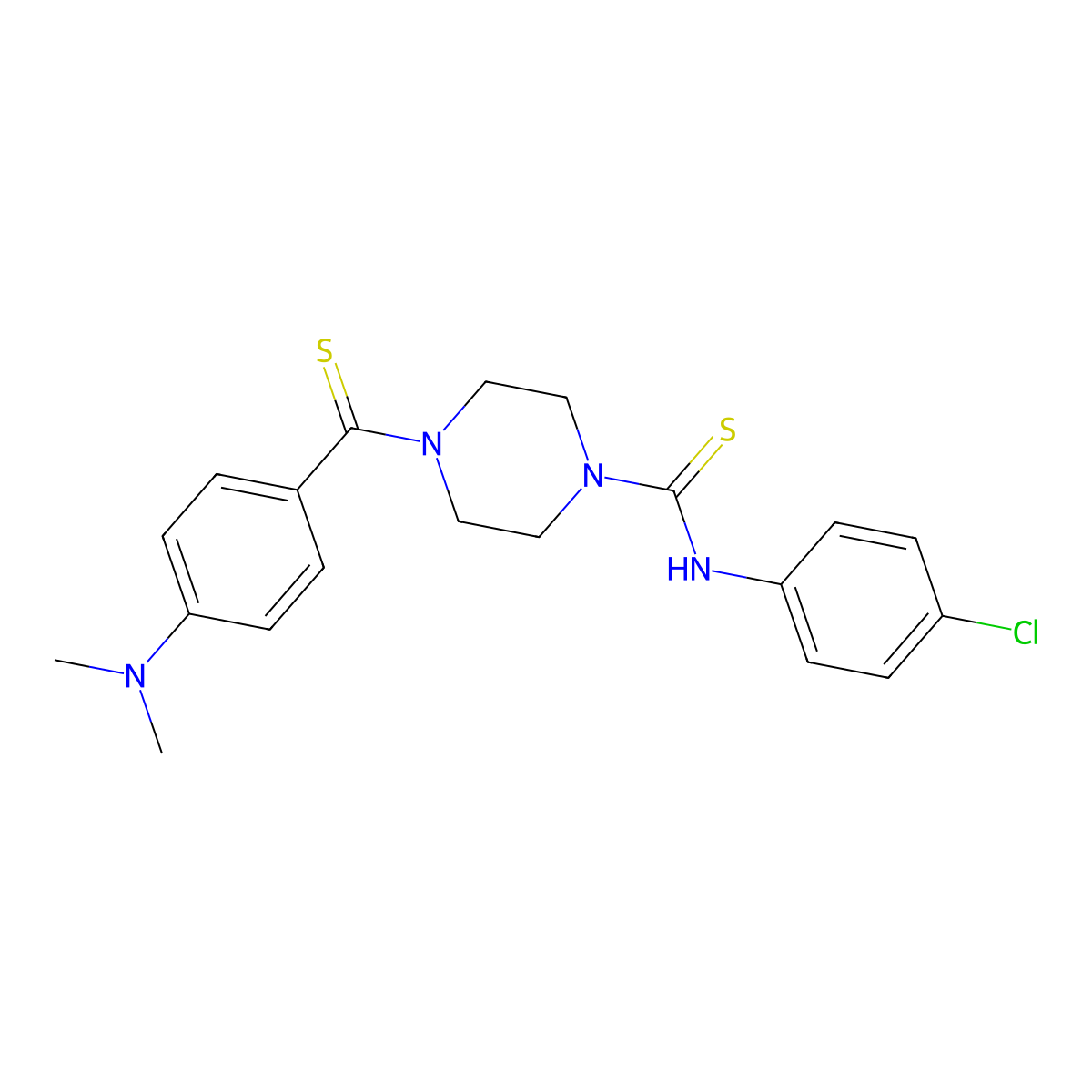 N-(4-chlorophenyl)-4-[4-(dimethylamino)benzenecarbothioyl]piperazine-1-carbothioamide molecular structure, CAS 713096-77-6