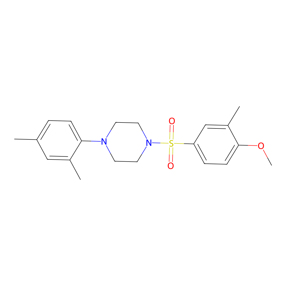 1-(2,4-Dimethylphenyl)-4-((4-methoxy-3-methylphenyl)sulfonyl)piperazine molecular structure, CAS 713096-83-4