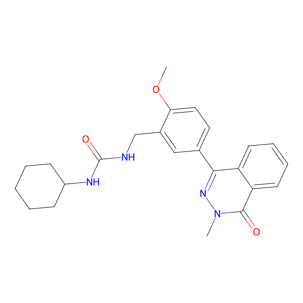 1-Cyclohexyl-3-[[2-methoxy-5-(3-methyl-4-oxophthalazin-1-yl)phenyl]methyl]urea molecular structure, CAS 713097-00-8