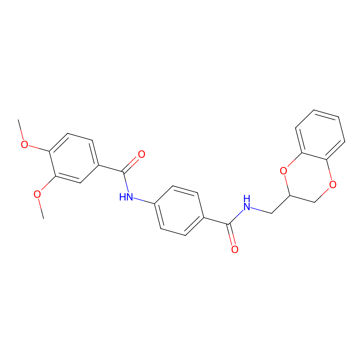 N-[4-(2,3-dihydro-1,4-benzodioxin-3-ylmethylcarbamoyl)phenyl]-3,4-dimethoxybenzamide molecular structure, CAS 713097-14-4