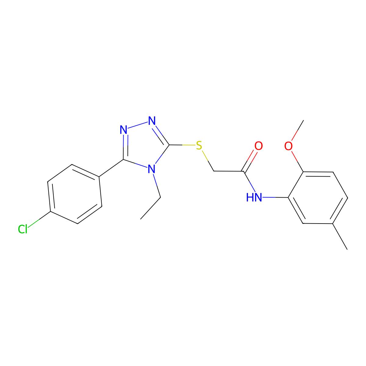 2-{[5-(4-chlorophenyl)-4-ethyl-4H-1,2,4-triazol-3-yl]sulfanyl}-N-(2-methoxy-5-methylphenyl)acetamide molecular structure, CAS 713097-15-5