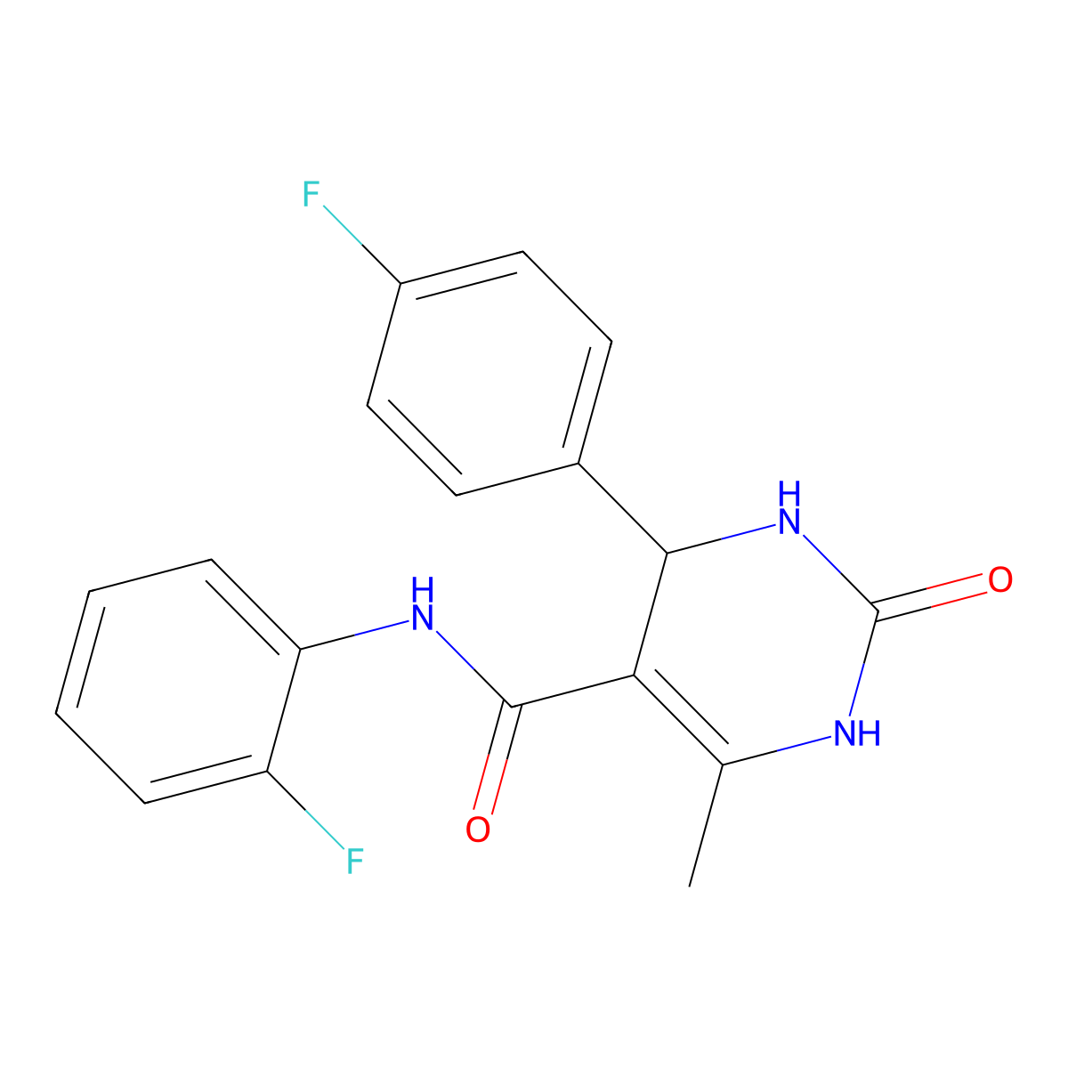 N-(2-fluorophenyl)-4-(4-fluorophenyl)-6-methyl-2-oxo-1,2,3,4-tetrahydropyrimidine-5-carboxamide molecular structure, CAS 713097-20-2