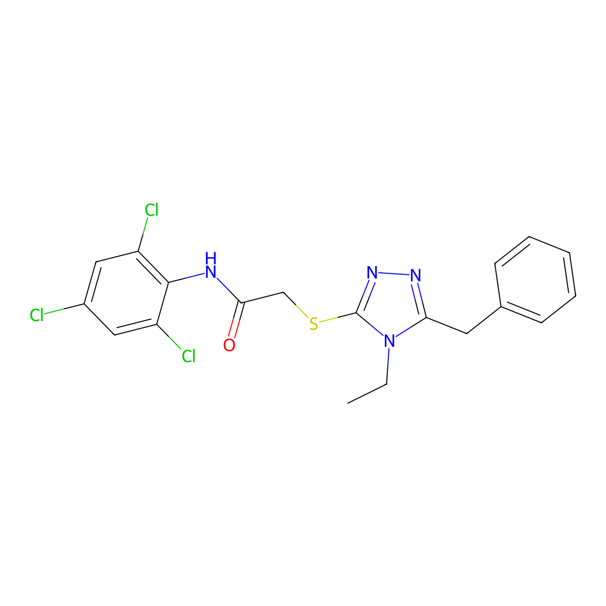 2-[(5-benzyl-4-ethyl-1,2,4-triazol-3-yl)sulfanyl]-N-(2,4,6-trichlorophenyl)acetamide molecular structure, CAS 713097-23-5