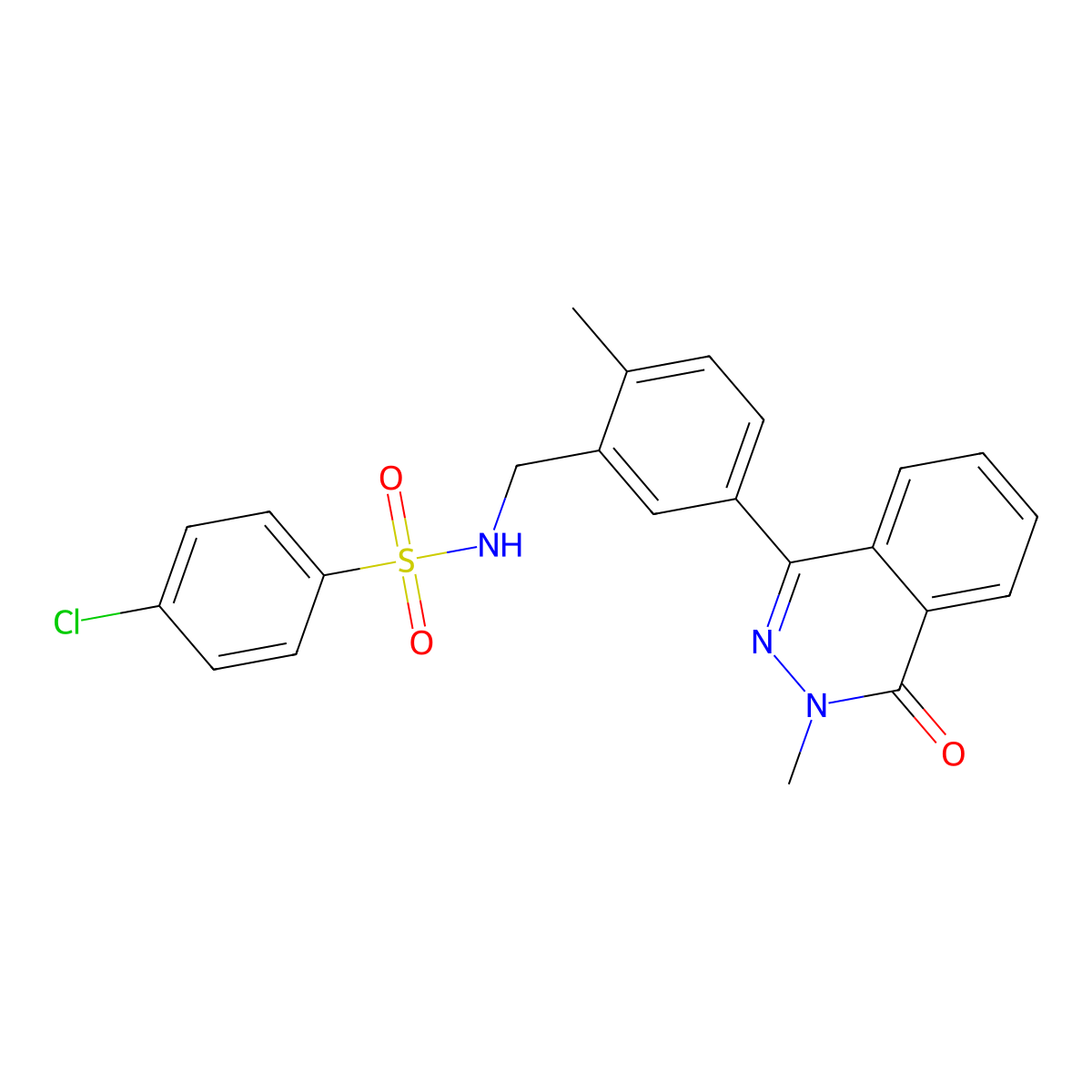 4-chloro-N-[[2-methyl-5-(3-methyl-4-oxophthalazin-1-yl)phenyl]methyl]benzenesulfonamide molecular structure, CAS 713097-40-6