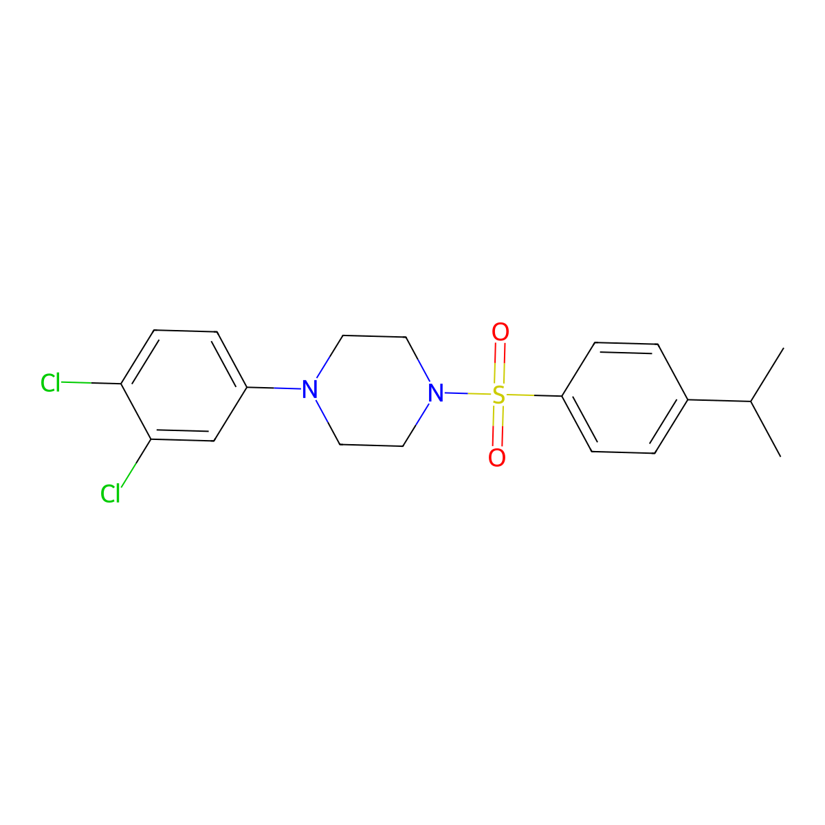 1-(3,4-Dichlorophenyl)-4-[4-(propan-2-yl)benzenesulfonyl]piperazine molecular structure, CAS 713097-50-8