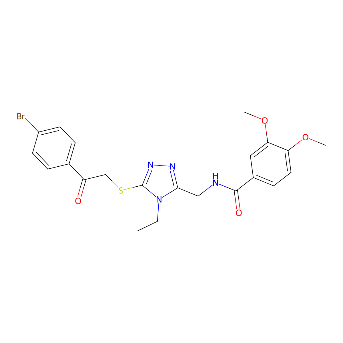 N-[[5-[2-(4-bromophenyl)-2-oxoethyl]sulfanyl-4-ethyl-1,2,4-triazol-3-yl]methyl]-3,4-dimethoxybenzamide molecular structure, CAS 713097-53-1