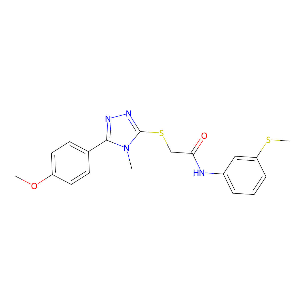 2-{[5-(4-methoxyphenyl)-4-methyl-4H-1,2,4-triazol-3-yl]sulfanyl}-N-[3-(methylsulfanyl)phenyl]acetamide molecular structure, CAS 713097-64-4
