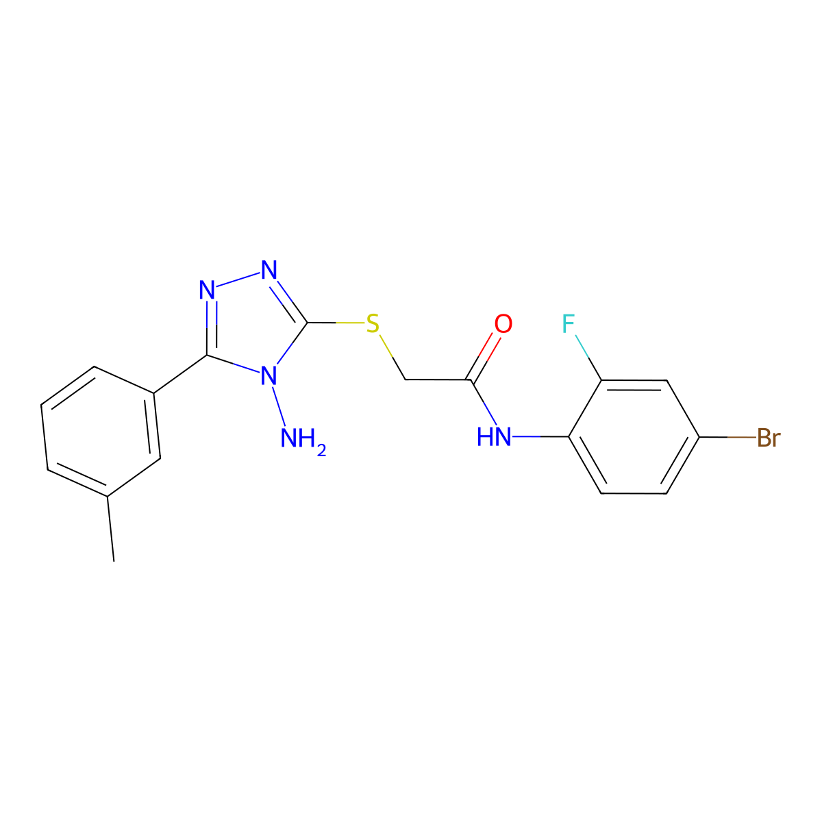 2-{[4-amino-5-(3-methylphenyl)-4H-1,2,4-triazol-3-yl]sulfanyl}-N-(4-bromo-2-fluorophenyl)acetamide molecular structure, CAS 713097-77-9