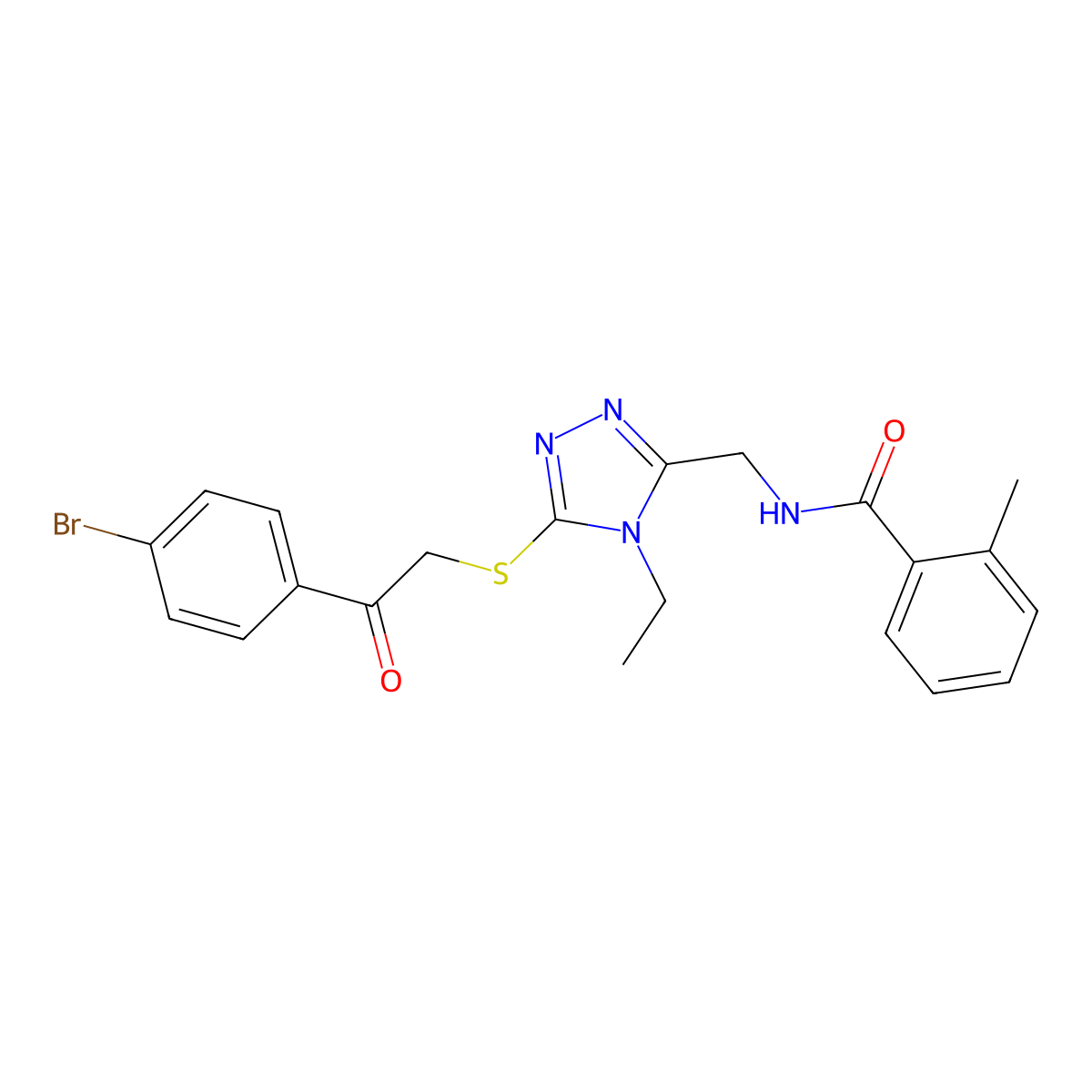 N-[(5-{[2-(4-bromophenyl)-2-oxoethyl]sulfanyl}-4-ethyl-4H-1,2,4-triazol-3-yl)methyl]-2-methylbenzamide molecular structure, CAS 713097-79-1