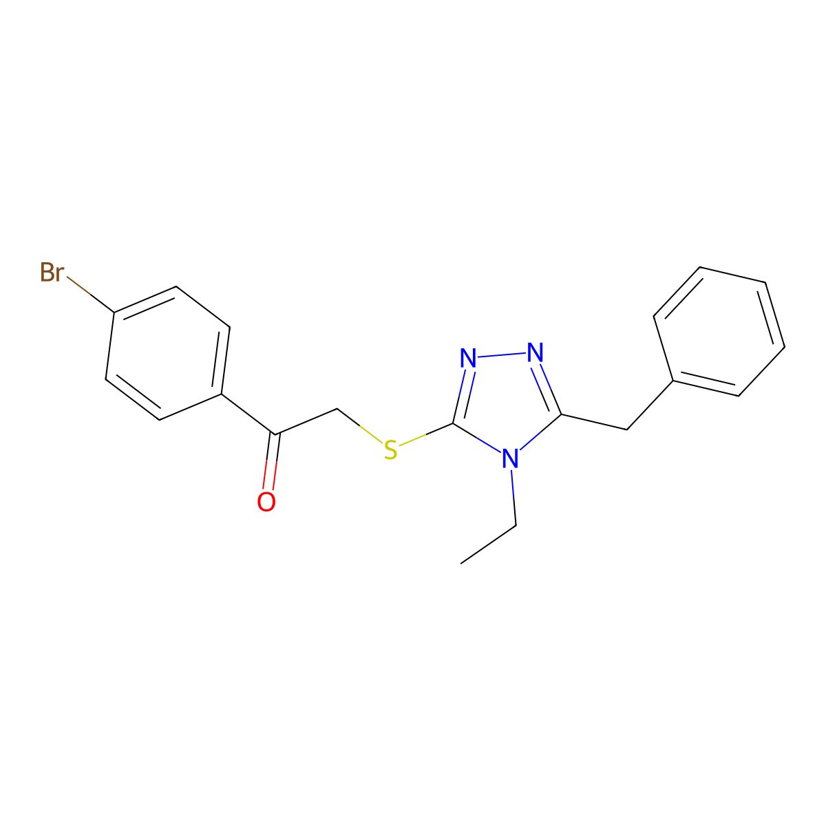 2-[(5-Benzyl-4-ethyl-1,2,4-triazol-3-yl)sulfanyl]-1-(4-bromophenyl)ethanone molecular structure, CAS 713098-25-0