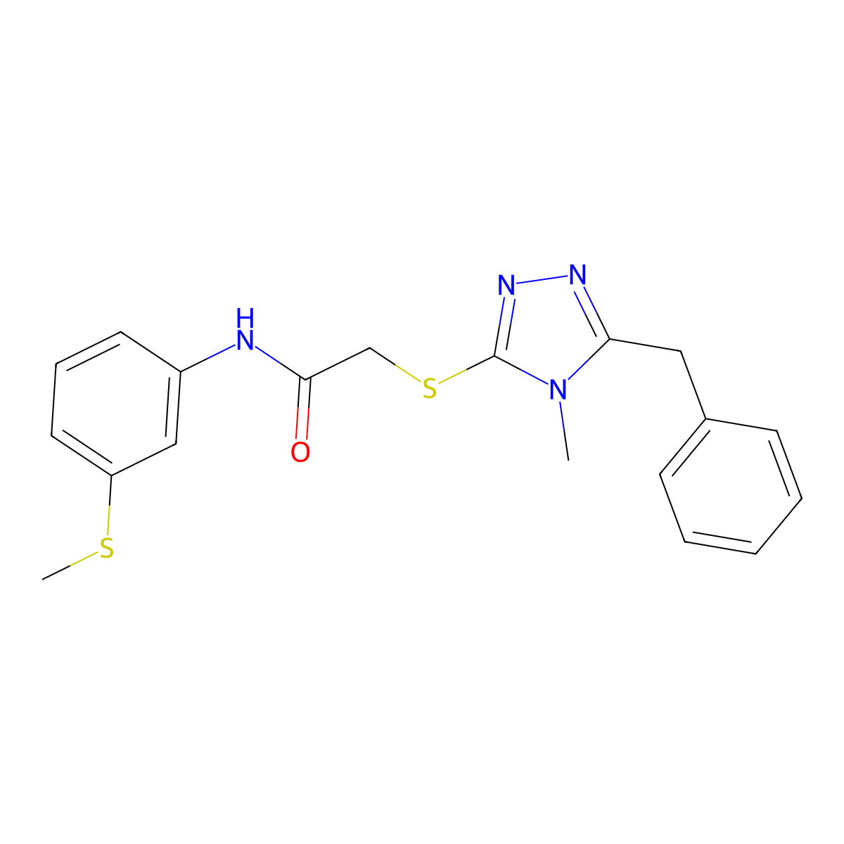 2-[(5-benzyl-4-methyl-1,2,4-triazol-3-yl)sulfanyl]-N-(3-methylsulfanylphenyl)acetamide molecular structure, CAS 713098-29-4