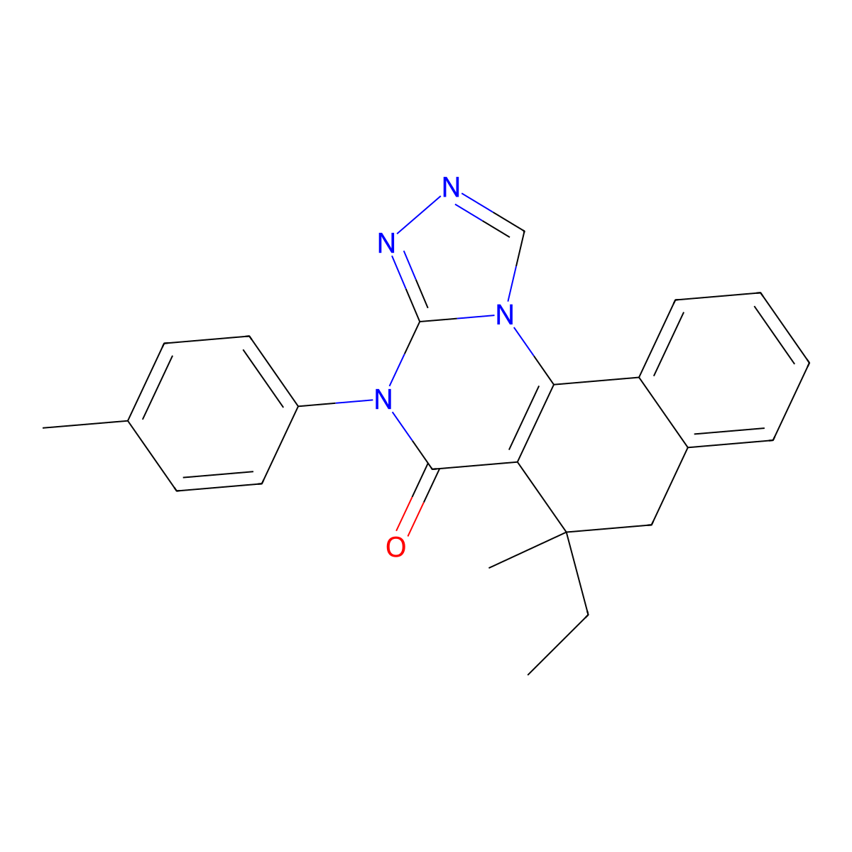 6-ethyl-6-methyl-4-(p-tolyl)-6,7-dihydrobenzo[h][1,2,4]triazolo[4,3-a]quinazolin-5(4H)-one molecular structure, CAS 713098-32-9