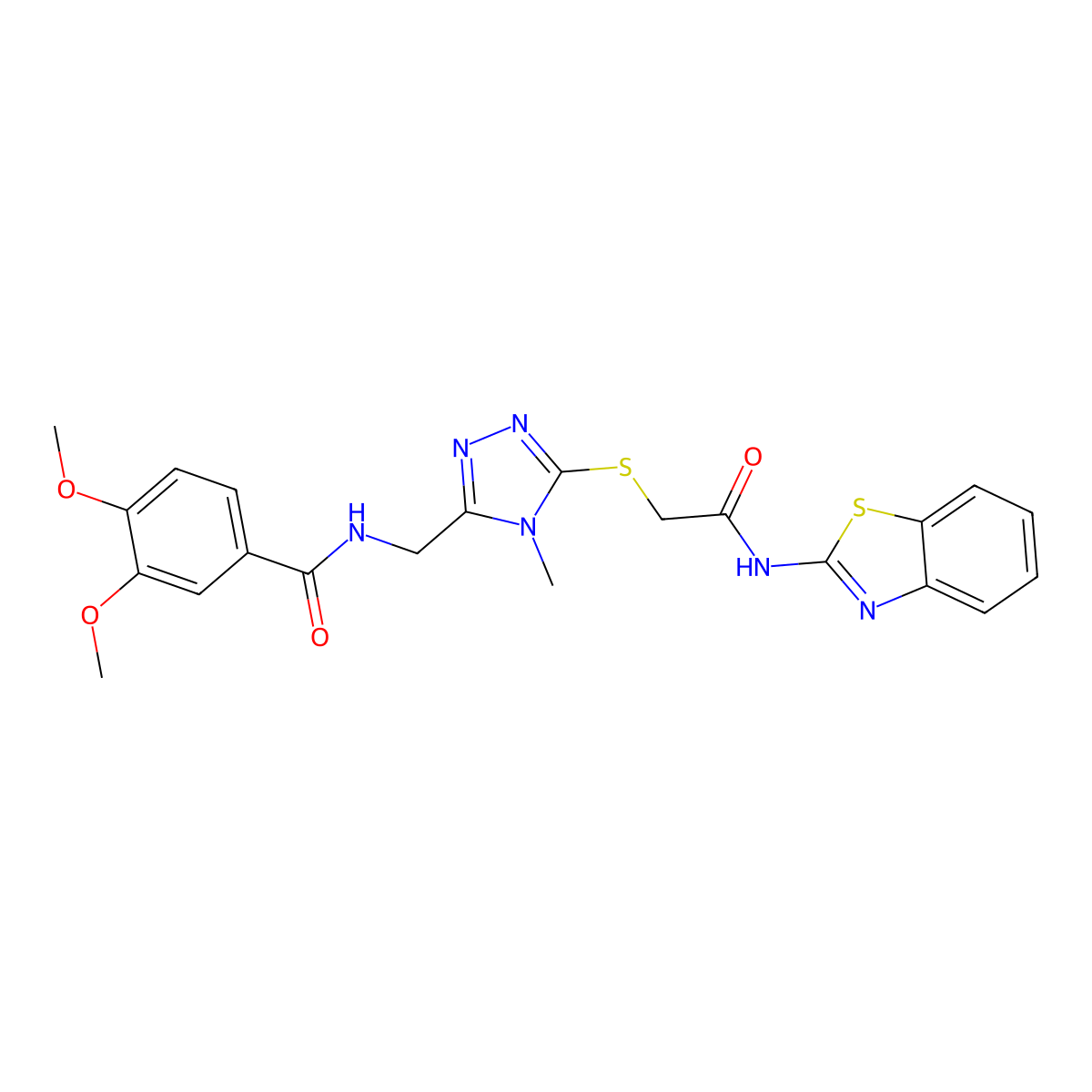 N-[[5-[2-(1,3-benzothiazol-2-ylamino)-2-oxoethyl]sulfanyl-4-methyl-1,2,4-triazol-3-yl]methyl]-3,4-dimethoxybenzamide molecular structure, CAS 713098-36-3
