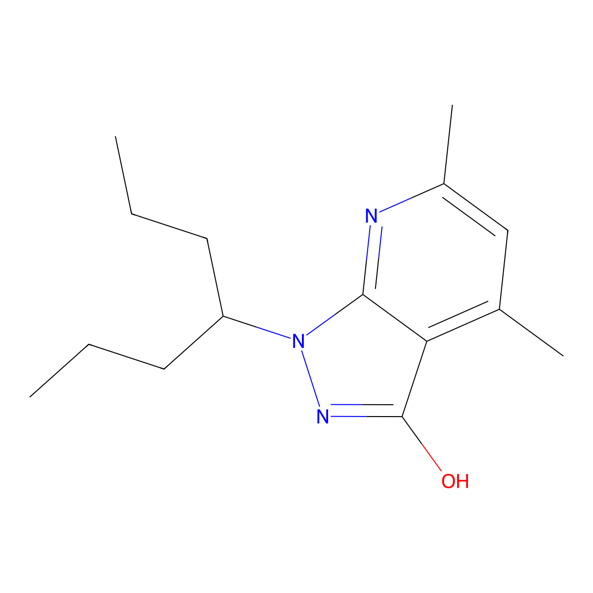 1-heptan-4-yl-4,6-dimethyl-2H-pyrazolo[3,4-b]pyridin-3-one molecular structure, CAS 713098-52-3