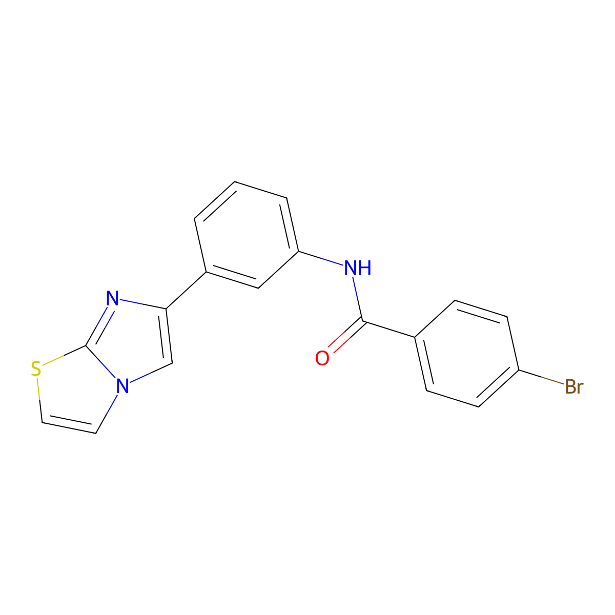4-bromo-N-(3-imidazo[2,1-b][1,3]thiazol-6-ylphenyl)benzamide molecular structure, CAS 713098-53-4