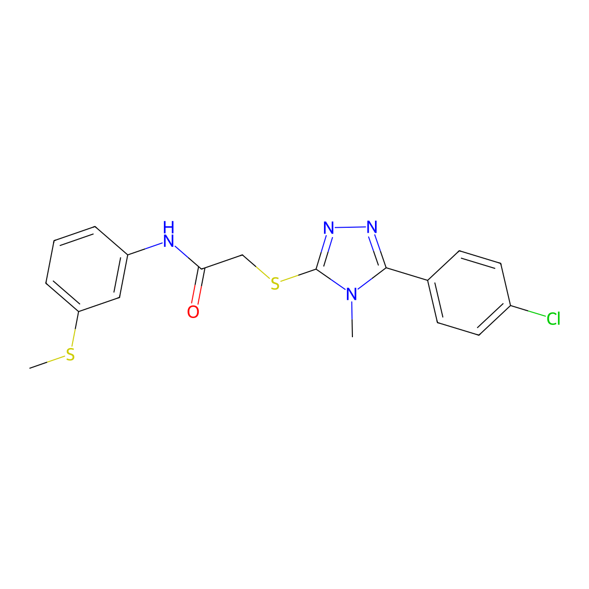 2-[[5-(4-chlorophenyl)-4-methyl-1,2,4-triazol-3-yl]sulfanyl]-N-(3-methylsulfanylphenyl)acetamide molecular structure, CAS 713098-86-3