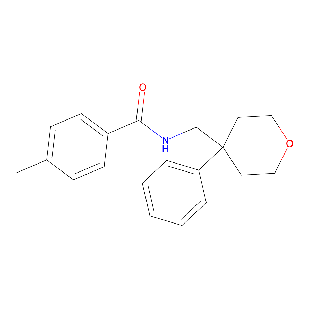 4-methyl-N-[(4-phenyloxan-4-yl)methyl]benzamide molecular structure, CAS 713098-88-5