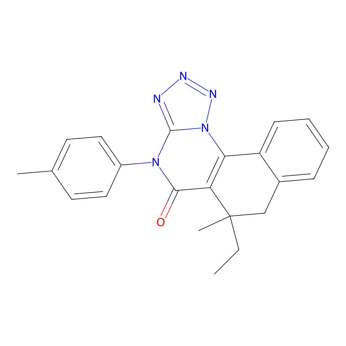 6-ethyl-6-methyl-4-(4-methylphenyl)-6,7-dihydrobenzo[h]tetrazolo[1,5-a]quinazolin-5(4H)-one molecular structure, CAS 713098-95-4
