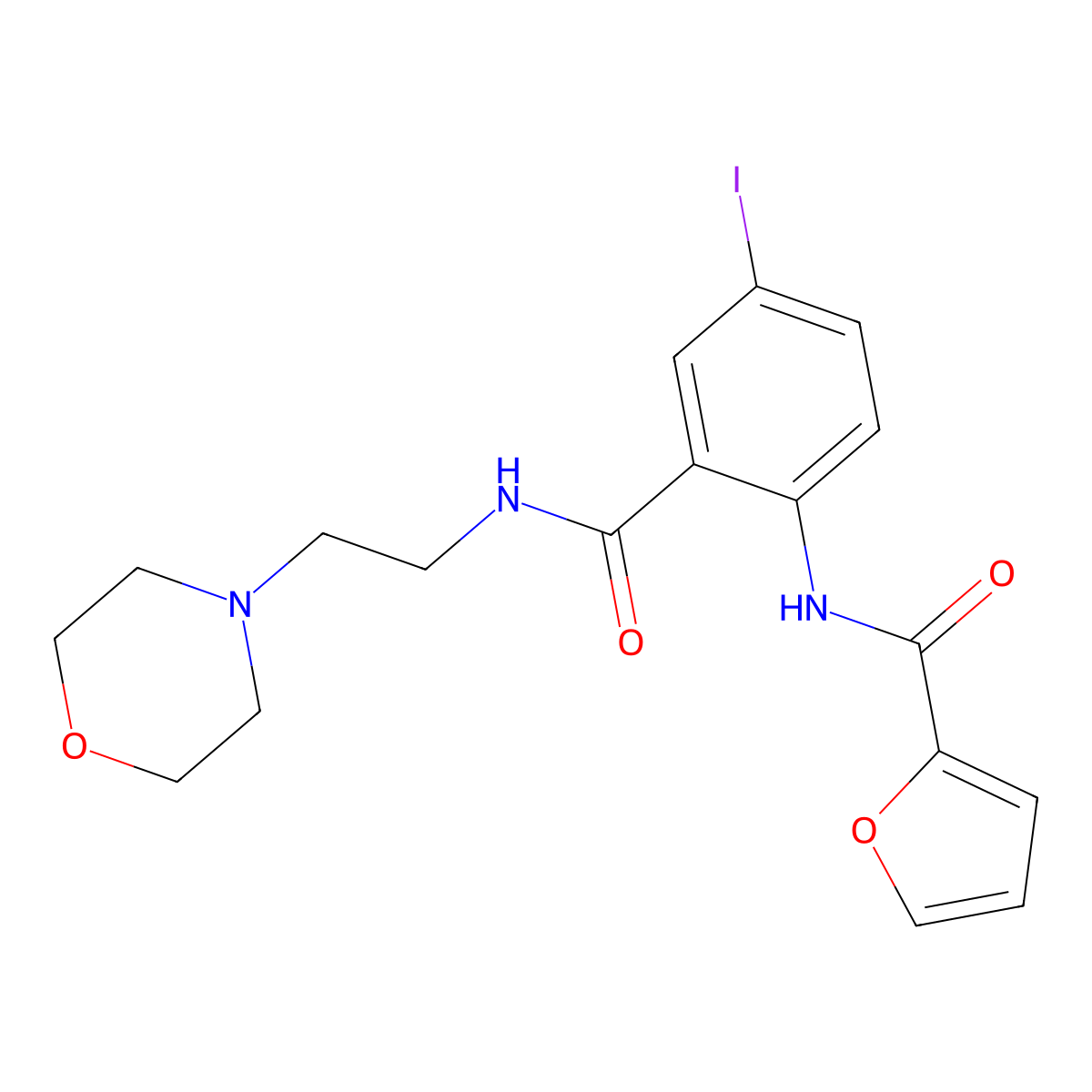N-[4-iodo-2-(2-morpholin-4-ylethylcarbamoyl)phenyl]furan-2-carboxamide molecular structure, CAS 713098-96-5