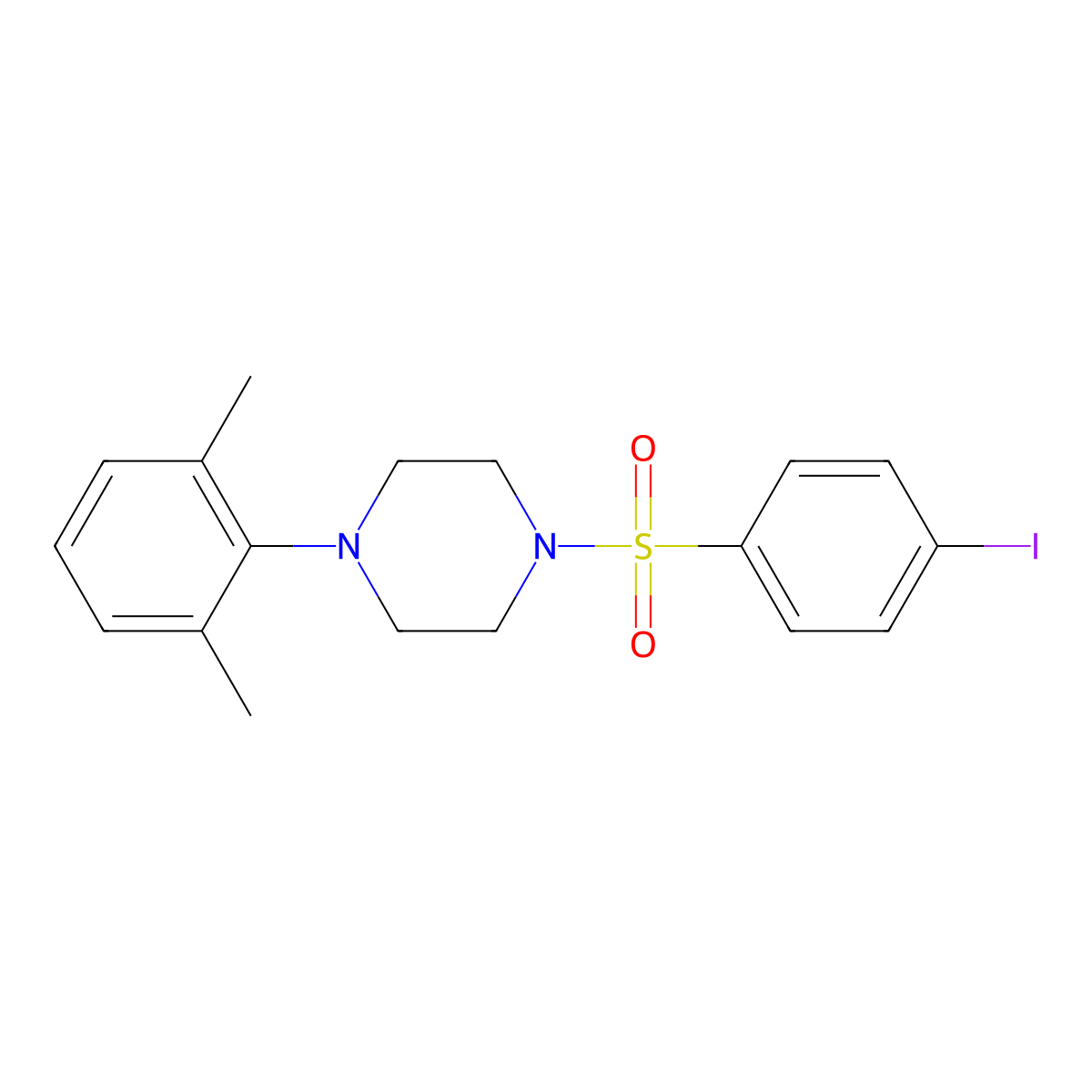 1-(2,6-Dimethylphenyl)-4-(4-iodobenzenesulfonyl)piperazine molecular structure, CAS 713099-23-1