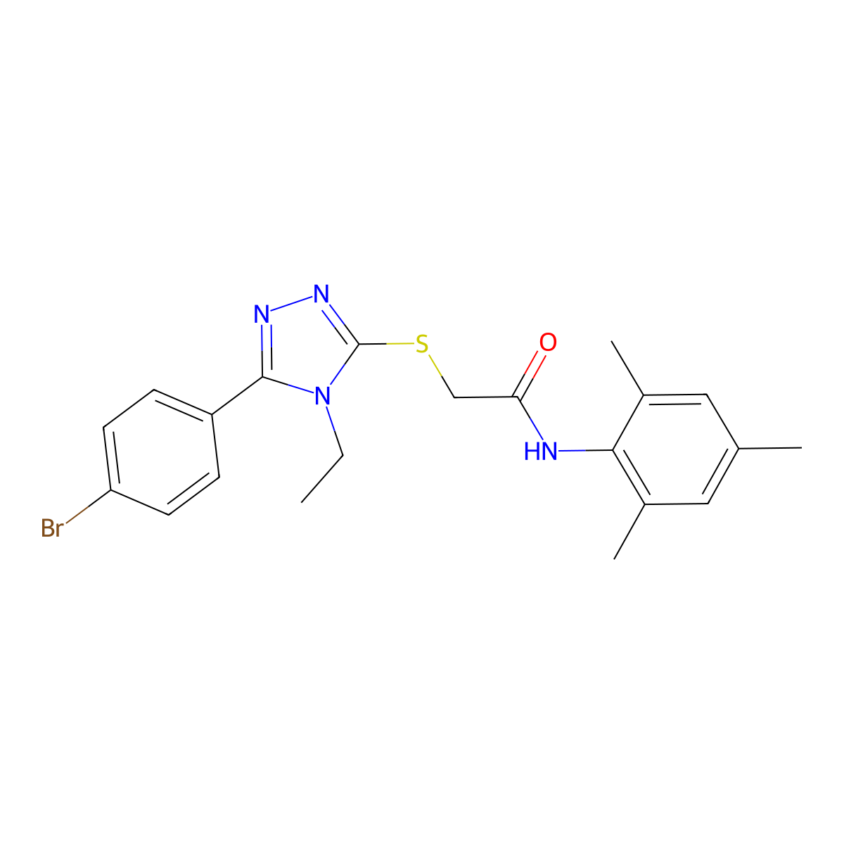 2-[[5-(4-bromophenyl)-4-ethyl-1,2,4-triazol-3-yl]sulfanyl]-N-(2,4,6-trimethylphenyl)acetamide molecular structure, CAS 713099-31-1