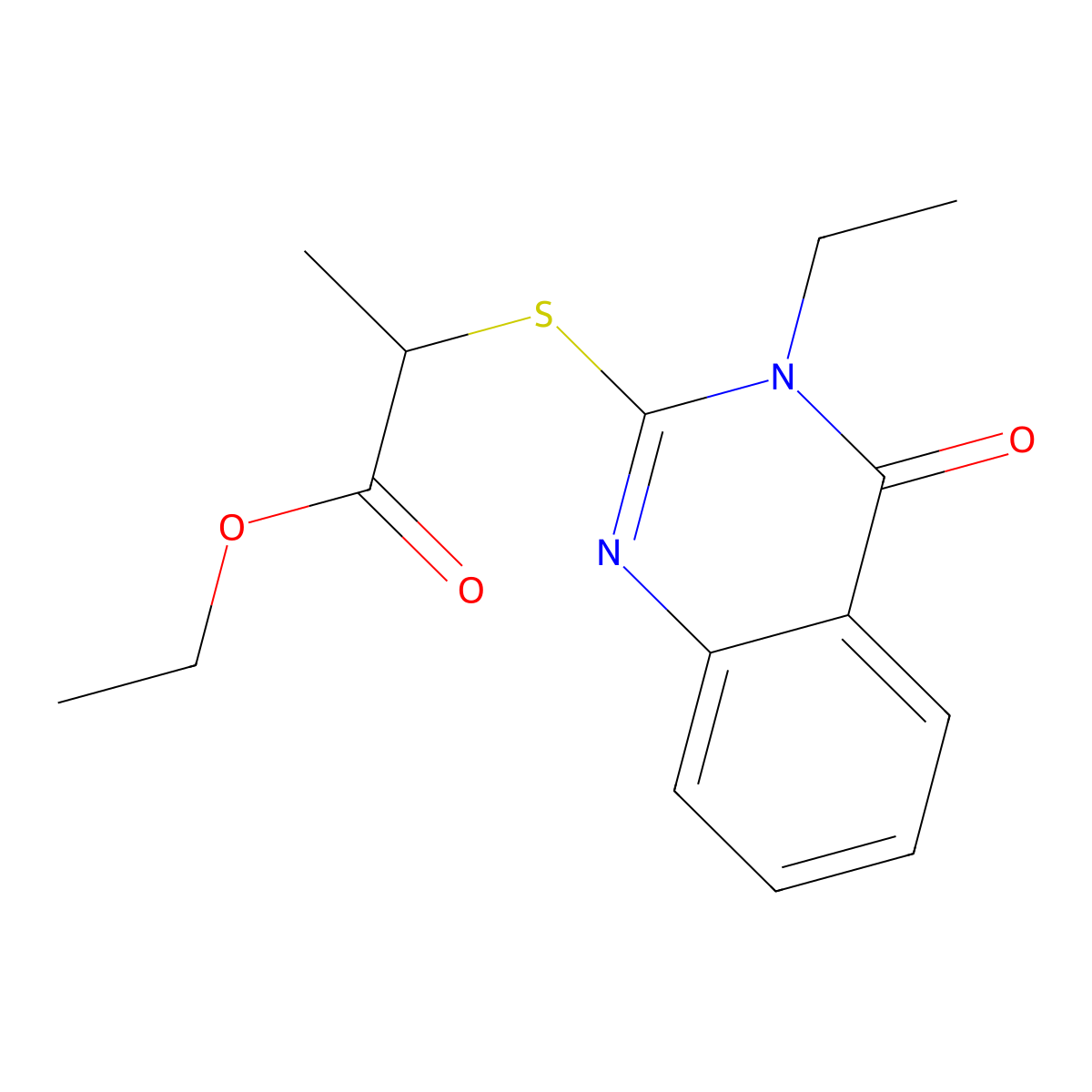Ethyl 2-(3-ethyl-4-oxoquinazolin-2-yl)sulfanylpropanoate molecular structure, CAS 713099-36-6