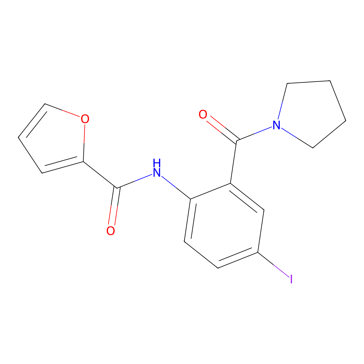 N-[4-iodo-2-(pyrrolidine-1-carbonyl)phenyl]furan-2-carboxamide molecular structure, CAS 713099-40-2