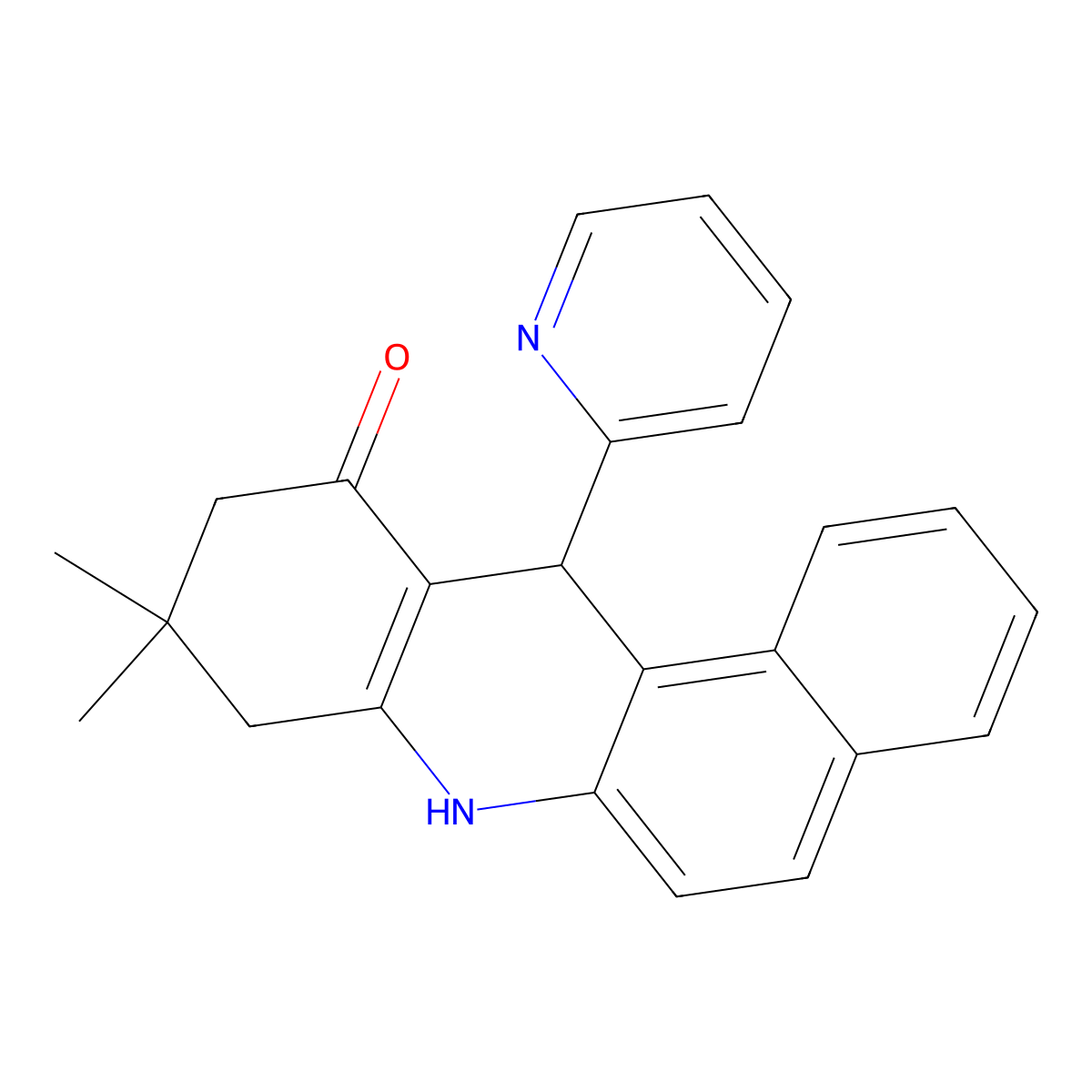 9,9-Dimethyl-12-pyridin-2-yl-7,8,10,12-tetrahydrobenzo[a]acridin-11-one molecular structure, CAS 713099-67-3