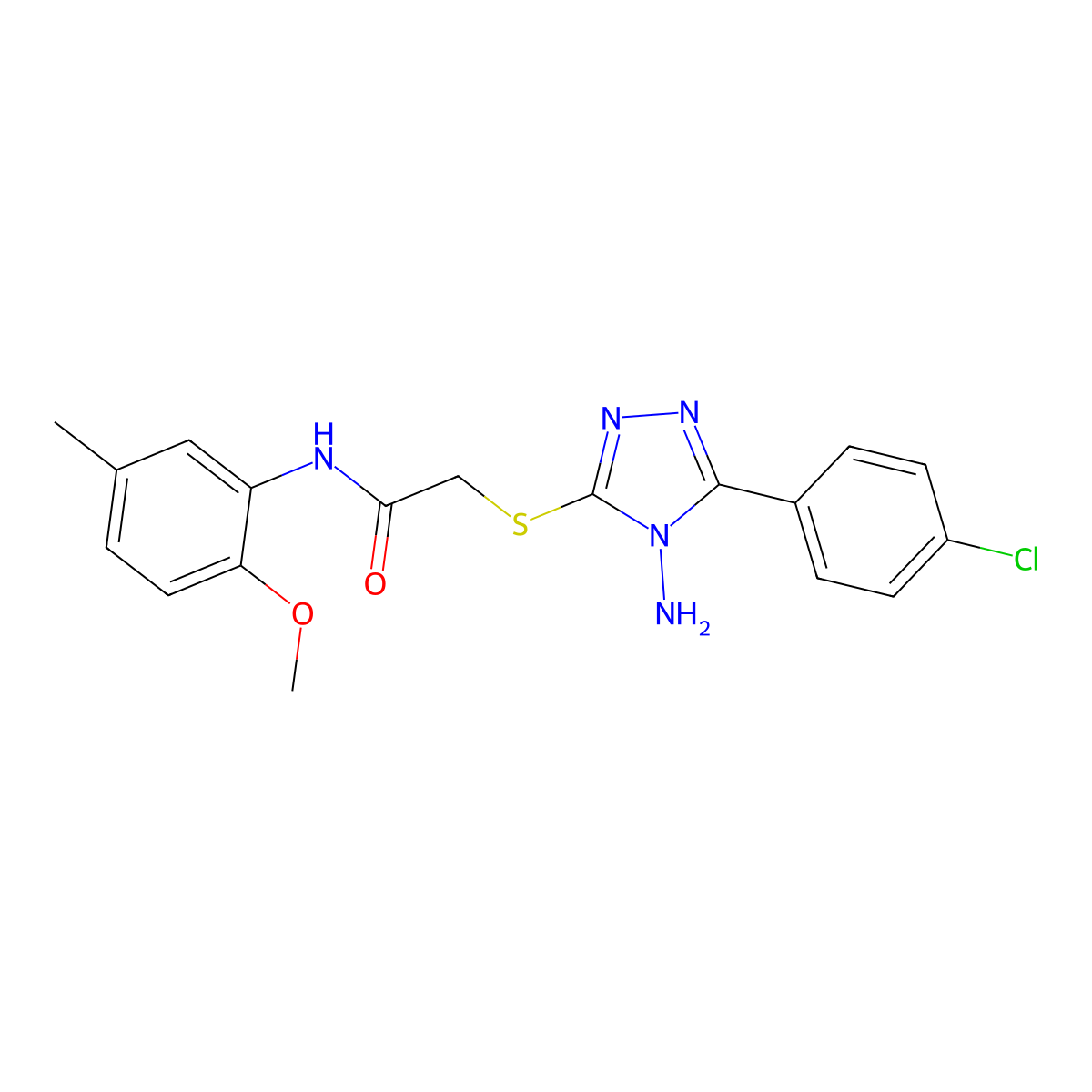 2-((4-Amino-5-(4-CL-PH)-4H-1,2,4-triazol-3-YL)thio)-N-(2-meo-5-ME-PH)acetamide molecular structure, CAS 713099-80-0