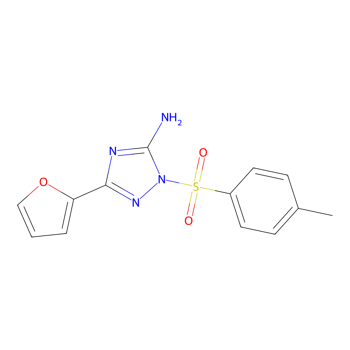 3-(2-furyl)-1-[(4-methylphenyl)sulfonyl]-1H-1,2,4-triazol-5-ylamine molecular structure, CAS 713099-83-3