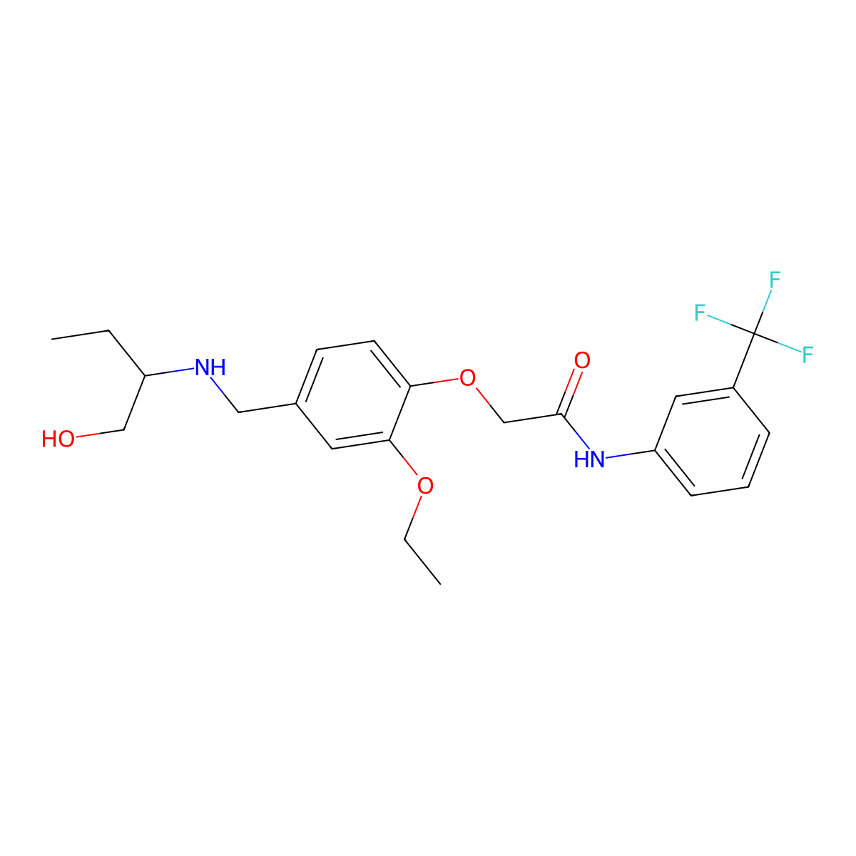 2-[2-ethoxy-4-({[1-(hydroxymethyl)propyl]amino}methyl)phenoxy]-N-[3-(trifluoromethyl)phenyl]acetamide molecular structure, CAS 713103-19-6