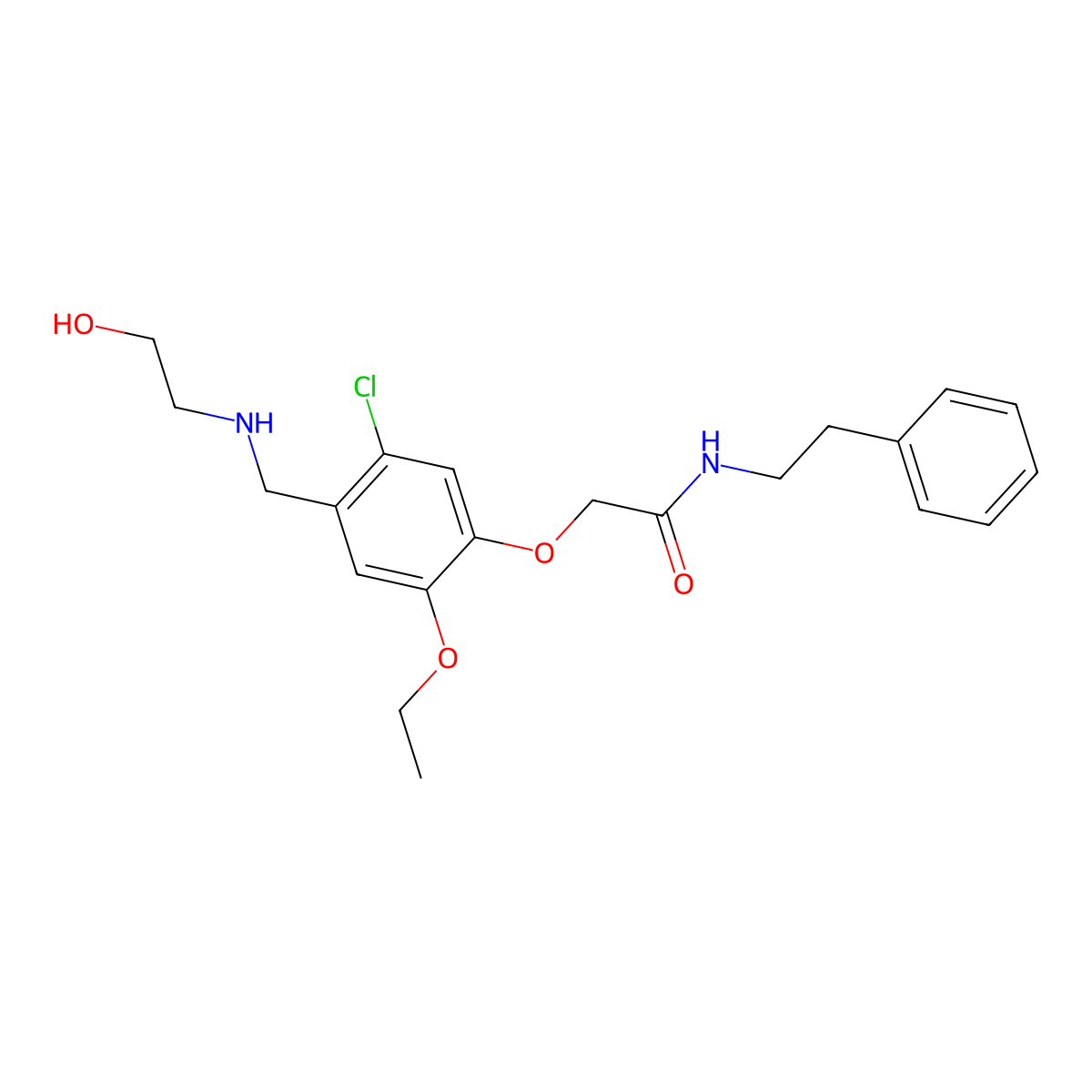 2-(5-chloro-2-ethoxy-4-{[(2-hydroxyethyl)amino]methyl}phenoxy)-N-(2-phenylethyl)acetamide molecular structure, CAS 713103-43-6
