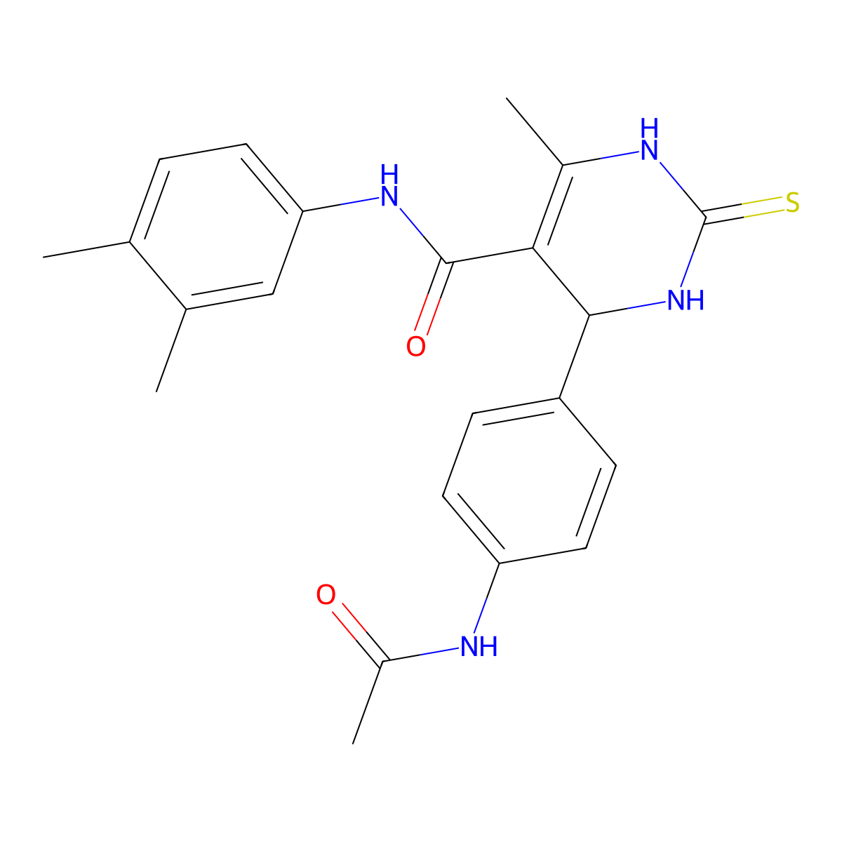 4-(4-acetamidophenyl)-N-(3,4-dimethylphenyl)-6-methyl-2-sulfanylidene-3,4-dihydro-1H-pyrimidine-5-carboxamide molecular structure, CAS 713104-08-6